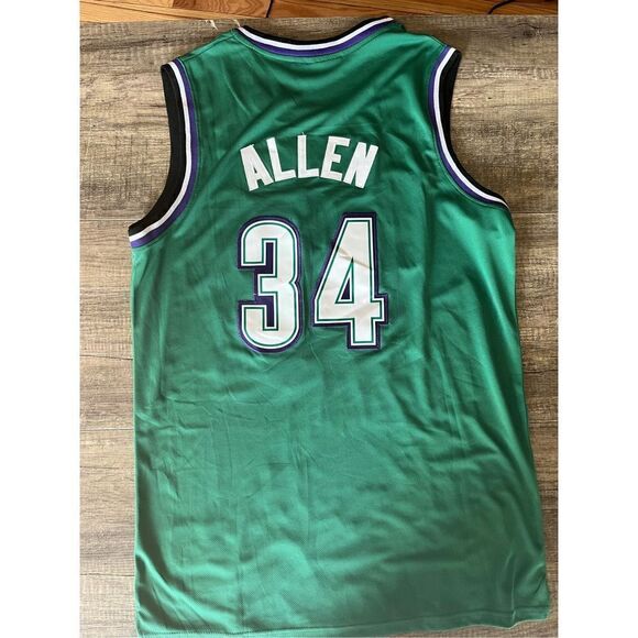 Milwaukee Bucks Mitchell & Ness Ray Allen Green Jersey Hardwood Classics #34 - Picture 6 of 6